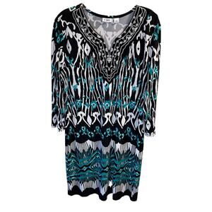 Cato Pullover Dress, Graphic design, Embroidery V-neck, L